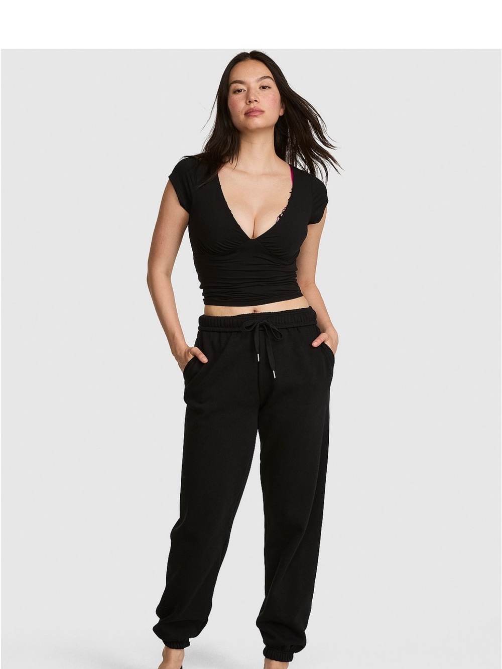 PINK Victoria's Secret Black 'LOVE PINK' Graphic Joggers - Picture 2 of 3